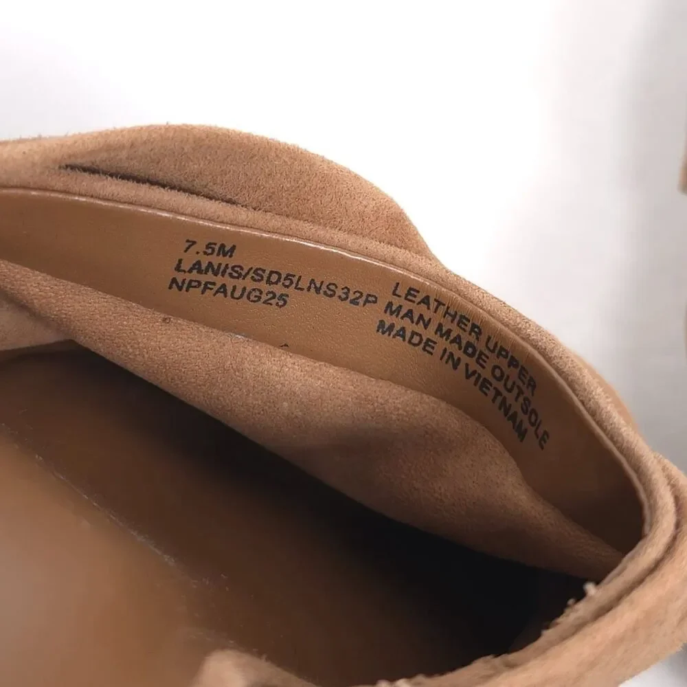 Splendid New Lanis GENUINE SUEDE LEATHER Mules 7.5 M Caramel Knot Heeled Pointed